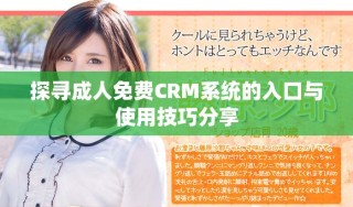 探寻成人免费CRM系统的入口与使用技巧分享